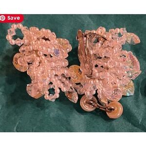Vintage AB Crystal clip on Earrings